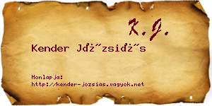 Kender Józsiás névjegykártya